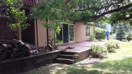 Steps and railroad ties set for removal
