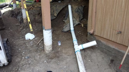 PVC drain tile installed under the paver patio