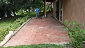 Before photo of old paver patio